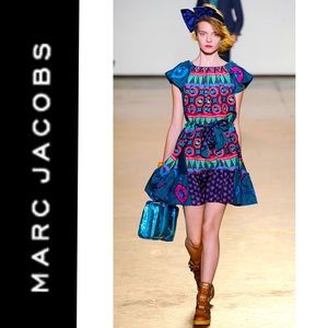 Marc Jacobs runway multicolored patterned silk tunic dress
